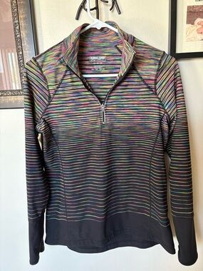 Kirkland Signature Black Pullover with Multicolor Stripes